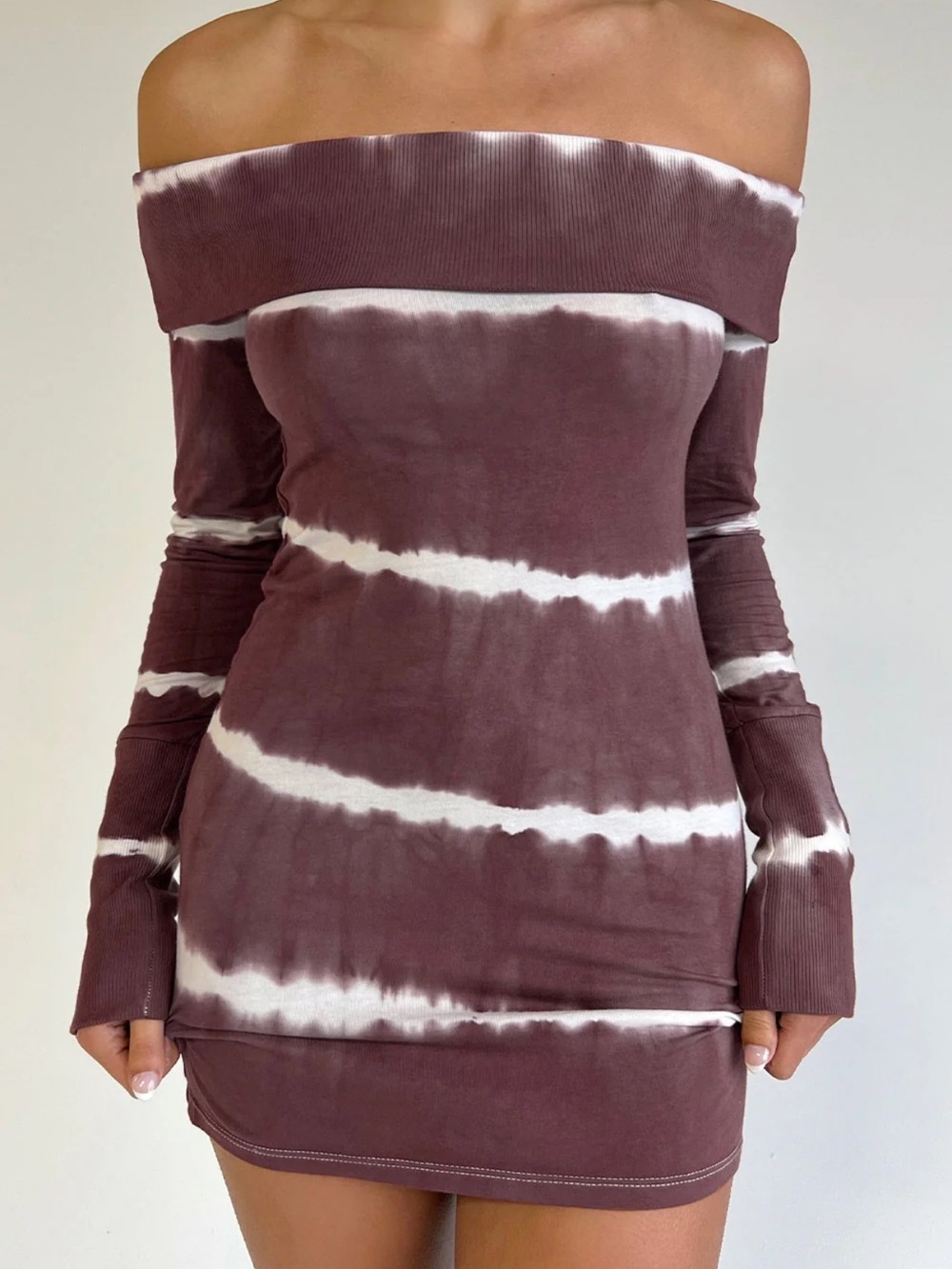 Frankie's Bikinis - Cinzia Long Sleeve Tie Dye Dress - Taro Tie Dye